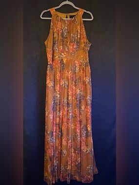 Lovely Grace - NWT Floral Boho Overlay  Maxi Dress in Rust size XL